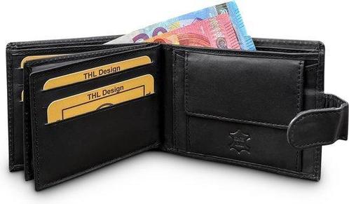 Leren Heren Portemonnee Heren Billfold Afsluitbaar nappaleer, Sieraden, Tassen en Uiterlijk, Portemonnees, Zwart, Nieuw, Overige merken