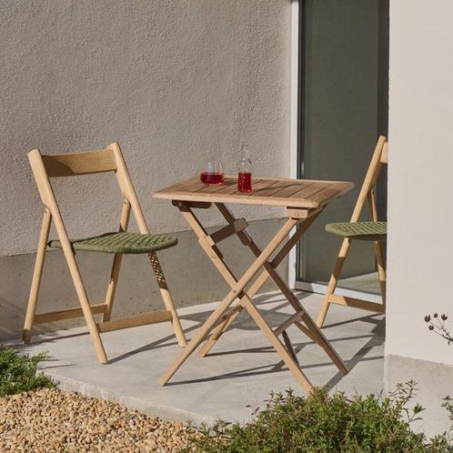 *WOONWINKEL* Kave Home Dandara Set Houten Balkonset Inklapba, Tuin en Terras, Tuinsets en Loungesets, Nieuw, Verzenden