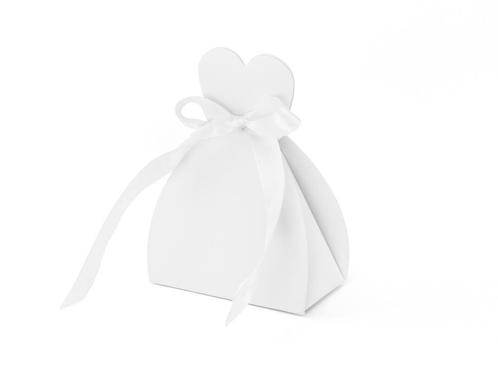 Geschenkdoosjes Hart Wit met Strik 6,5cm 10st, Hobby en Vrije tijd, Feestartikelen, Nieuw, Verzenden