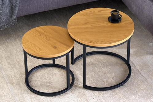 Ronde bijzettafels set van 2 ELEGANCE 45cm natuurlijk wild, Huis en Inrichting, Tafels | Sidetables, Ophalen of Verzenden