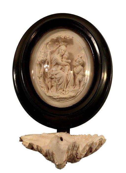 Wijwatervat - 1850-1900 - Madonna en S. Giovannino - 27 cm, Antiek en Kunst, Kunst | Niet-Westerse kunst
