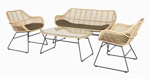 Stoel-Bank Loungeset Wates Bamboo Naturel The Outsider, Tuin en Terras, Tuinbanken, Nieuw, Verzenden