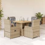 vidaXL 5-delige Tuinset met kussens poly rattan beige, 4 zitplaatsen, Nieuw, Tuinset, Verzenden