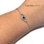 925 zilveren slider armbandje met een evil eye in goud of zi, Sieraden, Tassen en Uiterlijk, Verzenden, Nieuw, Zilver