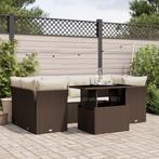 vidaXL 7-delige Loungeset met kussens poly rattan bruin, Nieuw, Loungeset, 7 zitplaatsen, Verzenden