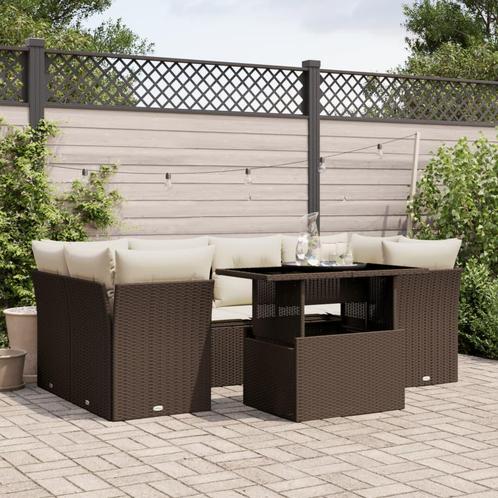 vidaXL 7-delige Loungeset met kussens poly rattan bruin, Tuin en Terras, Tuinsets en Loungesets, Loungeset, Nieuw, 7 zitplaatsen