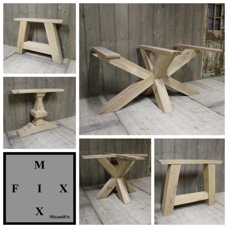 Stoere eikenhouten onderstellen, tafelpoten eikenhout, poten, Huis en Inrichting, Tafelonderdelen, Nieuw, Eikenhout, Metaal, Ophalen of Verzenden