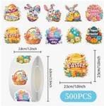 Sluitstickers paashaas happy easter pasen  etiket 2,5 cm rol, Ophalen of Verzenden, Nieuw
