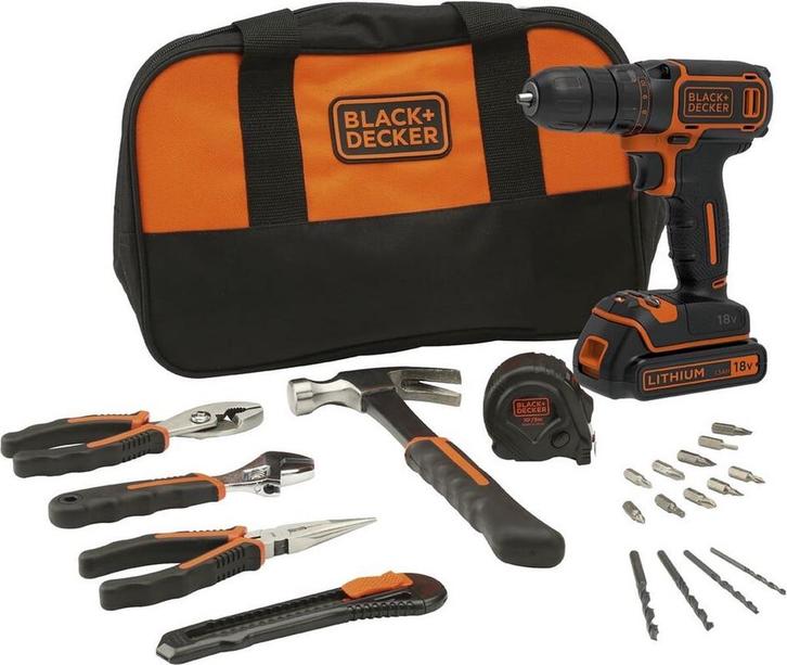Black+Decker BDCDC18HTSA Accuboormachine, 18 V, inclusief 20, Doe-het-zelf en Verbouw, Gereedschap | Handgereedschap, Zo goed als nieuw