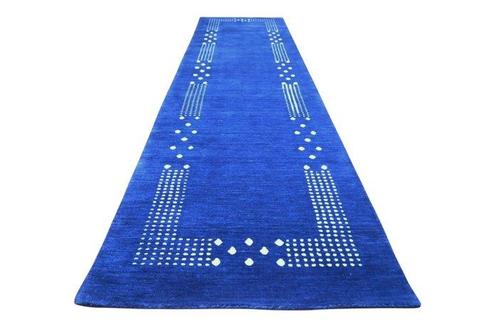 Zacht blauw Gabbeh  ongebruikt - Loper - 310 cm - 80 cm, Huis en Inrichting, Stoffering | Tapijten en Kleden