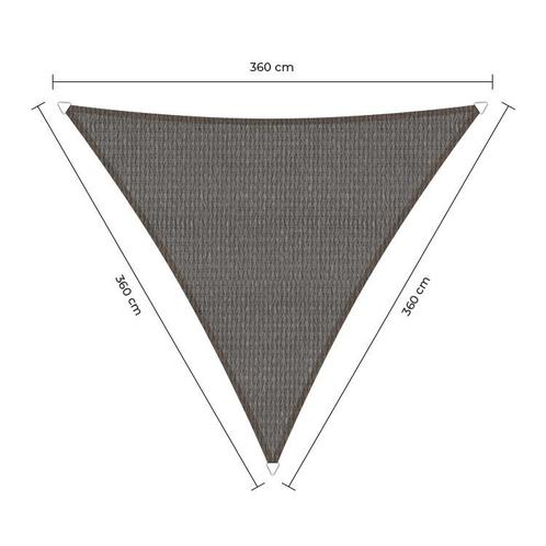 Driehoek schaduwdoek - Grijs - Waterdoorlatend - 3,6 x 3,6 x, Tuin en Terras, Schaduwdoeken, Ophalen of Verzenden