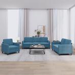 vidaXL 3-delige Loungeset fluweel blauw, Huis en Inrichting, Banken | Bankstellen, Verzenden, Nieuw, Vierpersoons of meer, Stof