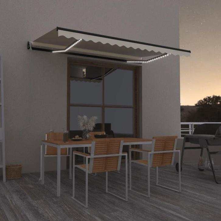 vidaXL Luifel automatisch met LED en windsensor 400x350 cm, Tuin en Terras, Zonneschermen, Nieuw, Verzenden