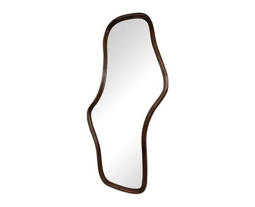 Spiegel Wavy mangohouten lijst 160x80 cm - Walnoot, Huis en Inrichting, Woonaccessoires | Spiegels, Nieuw, Ophalen of Verzenden