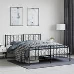 vidaXL Bedframe met voetbord zonder matras metaal zwart, Verzenden, Zwart, 200 cm, Metaal