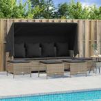 vidaXL 5-delige Loungeset met kussens poly rattan grijs, Tuin en Terras, Tuinsets en Loungesets, Verzenden, Nieuw, Rotan, Loungeset