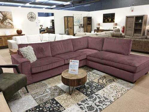 Hoekbank Follega - hoekbanken - Roze, Huis en Inrichting, Banken | Sofa's en Chaises Longues, Nieuw, Stof