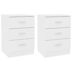 vidaXL Nachtkastjes 2 st 38x35x56 cm bewerkt hout wit, Huis en Inrichting, Minder dan 45 cm, Verzenden, Nieuw, 55 tot 70 cm
