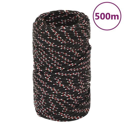 vidaXL Boot touw 2 mm 500 m polypropyleen zwart, Doe-het-zelf en Verbouw, IJzerwaren en Bevestigingsmiddelen, Nieuw, Verzenden