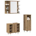 vidaXL 3-delige Badkamermeubelset bewerkt hout artisanaal, Huis en Inrichting, Badkamer | Badkamermeubels, Verzenden, Nieuw