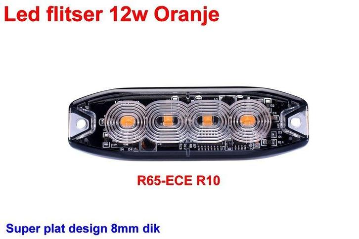 Led flitser 12W Oranje R65-ECE R10 Slim, Auto diversen, Auto-accessoires, Verzenden