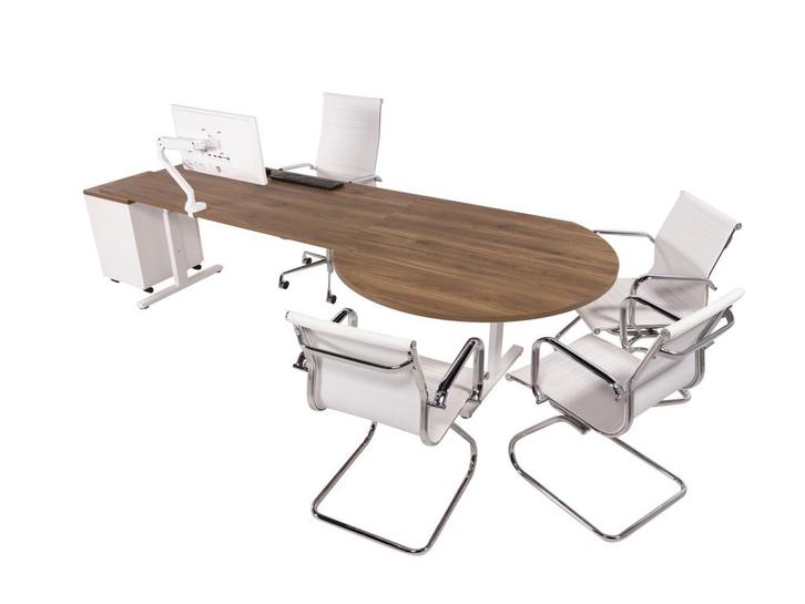 Bureau  vergaderstuk TUBE wit-cognac walnoten 240x80-120, Zakelijke goederen, Kantoor en Winkelinrichting | Kantoormeubilair en Inrichting