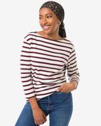 HEMA Dames T-shirt Cara jersey strepen bordeauxrood, Verzenden, Nieuw