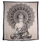 Authentiek Wandkleed Katoen Boeddha Zwart/Wit (230 x 200 cm), Nieuw, Verzenden