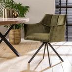 Eetkamerstoel  Velvet Groen - Armstoel Groen  - Stoel, Huis en Inrichting, Stoelen, Ophalen of Verzenden, Nieuw
