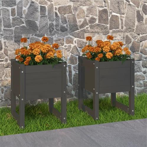vidaXL Plantenbakken 2 st 40x40x52,5 cm massief grenenhout, Tuin en Terras, Bloembakken en Plantenbakken, Minder dan 60 cm, Nieuw