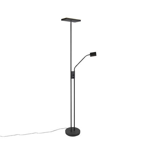 Moderne vloerlamp zwart incl. LED en dimmer met leeslamp -, Huis en Inrichting, Lampen | Vloerlampen, Nieuw, Overige materialen
