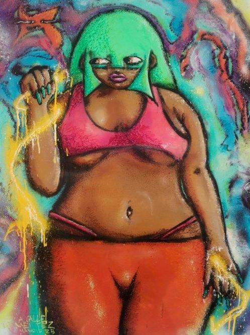Andrés L. Calle (Tez Mei) (1997) - Pink Top(No Reserve)(XL), Antiek en Kunst, Kunst | Schilderijen | Modern