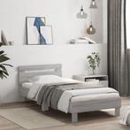 vidaXL Bedframe met hoofdeinde bewerkt hout grijs sonoma, Huis en Inrichting, 90 cm, Eenpersoons, Verzenden, Nieuw