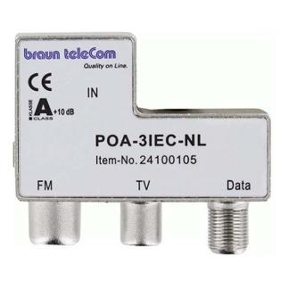 Coax splitter - Braun Telecom (FM/TV/Data), Computers en Software, Pc- en Netwerkkabels, Nieuw, Verzenden