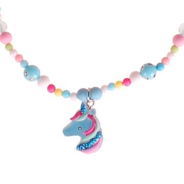 Kinderketting - Eenhoorn Blauw - Gekleurde Kraaltjes met Str beschikbaar voor biedingen