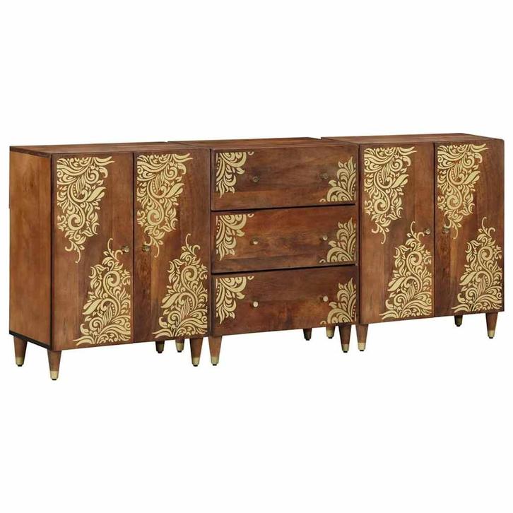 vidaXL Badkamermeubelset 3 pcs Honingbruin en Goud 180 x 33, Huis en Inrichting, Kasten | Overige, Nieuw, Verzenden