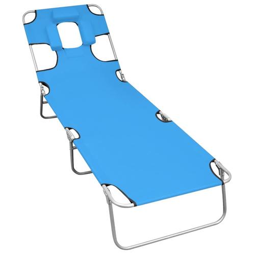 vidaXL Ligbed inklapbaar met hoofdkussen staal, Tuin en Terras, Ligbedden, Nieuw, Verzenden