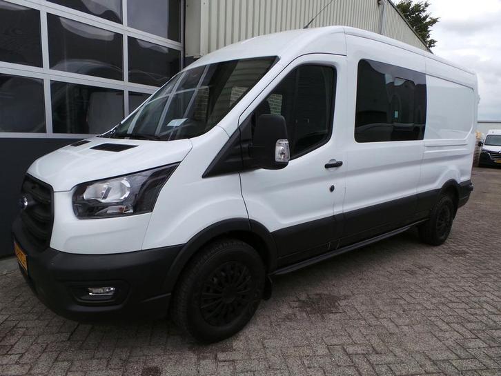 Ford Transit 350 2.0 TDCI 130pk 7 persoons L3H2 DC, Auto's, Bestelauto's, Lease, Zwart, Handgeschakeld, Wit, Ford, Financial lease
