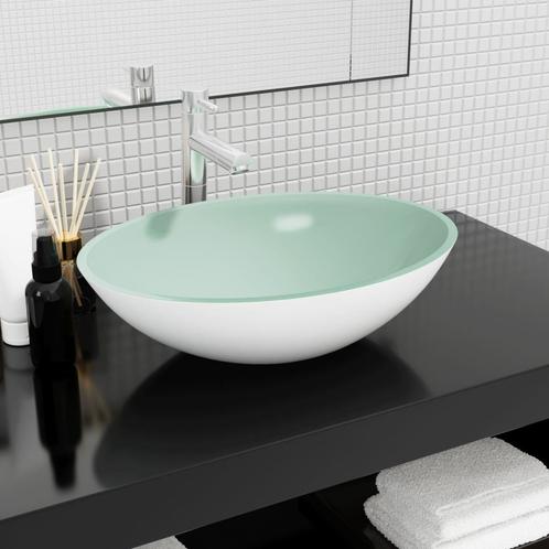vidaXL Wasbak 50x37x14 cm glas wit, Doe-het-zelf en Verbouw, Sanitair, Nieuw, Verzenden