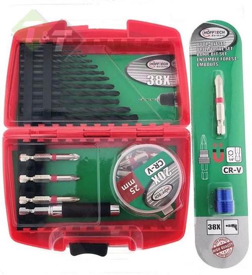 Borenset 38 Dlg, Bitset, Boor En Bit Set, Hofftech, Doe-het-zelf en Verbouw, Gereedschap | Machine-onderdelen en Toebehoren, Nieuw