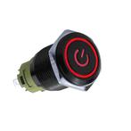 Push schakelaar rode verlichting - 19mm - Power symbool, Doe-het-zelf en Verbouw, Ophalen of Verzenden, Nieuw, Schakelaar