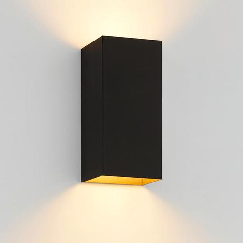 Moderne wandlamp Zwart / Goud | Vierkant | Up en Down | Eros, Huis en Inrichting, Lampen | Wandlampen, Nieuw, Metaal, Ophalen of Verzenden