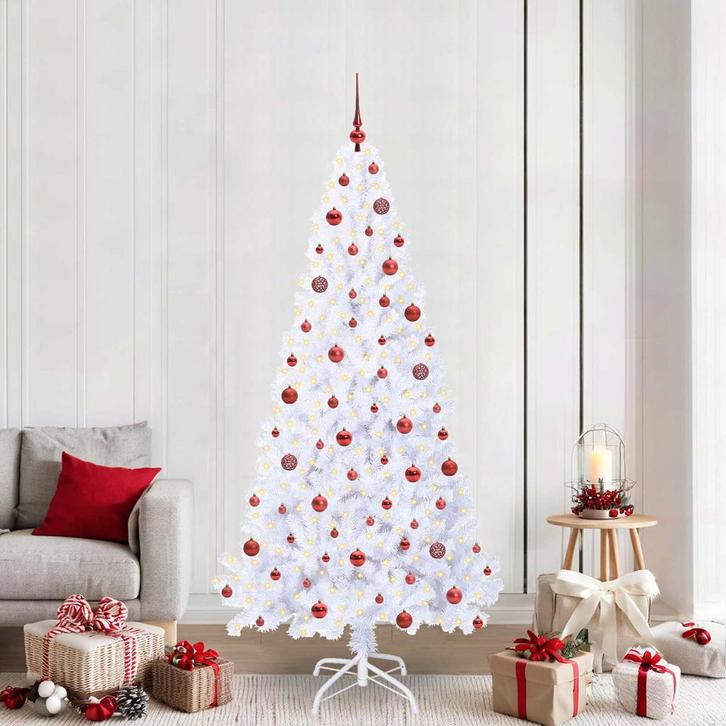 vidaXL Kunstkerstboom met 300 LED Wit 210 cm PVC en staal, Diversen, Kerst, Nieuw, Verzenden