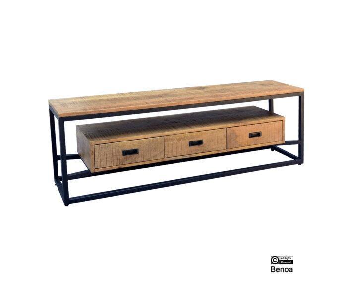 TV-meubel Len mangohout 150 cm - Naturel, Huis en Inrichting, Kasten | Televisiemeubels, Nieuw, Ophalen of Verzenden