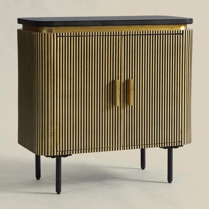 *WOONWINKEL* Ovaal Dressoir Goud Met Ribbels, Huis en Inrichting, Kasten | Dressoirs, Nieuw, Verzenden