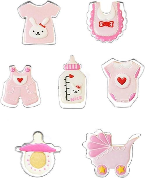 Set met 7 roestvrij stalen koekjesvormen met baby thema, Hobby en Vrije tijd, Taarten en Cupcakes maken, Taarten of Cupcakes, Bakvorm