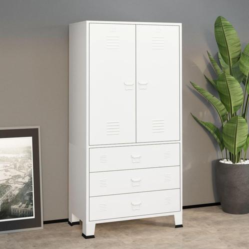 vidaXL Kledingkast industrieel 90x50x180 cm metaal wit, Huis en Inrichting, Kasten | Kledingkasten, Nieuw, Verzenden