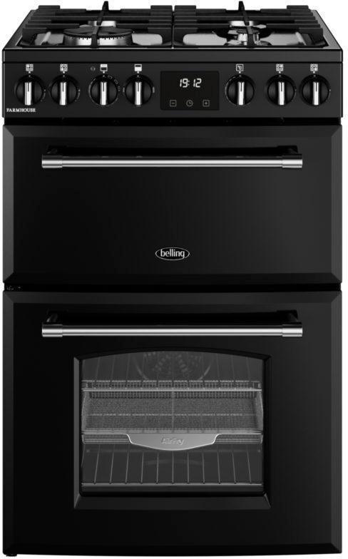Belling FARMHOUSE 60DF BLK zwart fornuis, Witgoed en Apparatuur, Fornuizen, 60 cm of meer, Vrijstaand, 4 kookzones, Energieklasse A of zuiniger