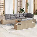 vidaXL Tuin Sofa Set 9 pcs beige en lichtgrijs, Tuin en Terras, Verzenden, Nieuw, Rotan