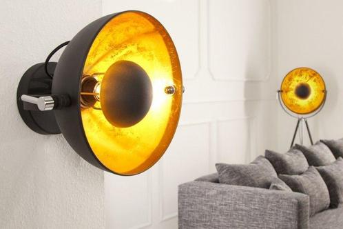 Design wandlamp STUDIO 38cm zwart bladgoud look kantelbare, Huis en Inrichting, Lampen | Wandlampen, Ophalen of Verzenden